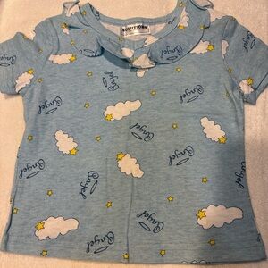 Blue Cloud Print Kids Pajama Top